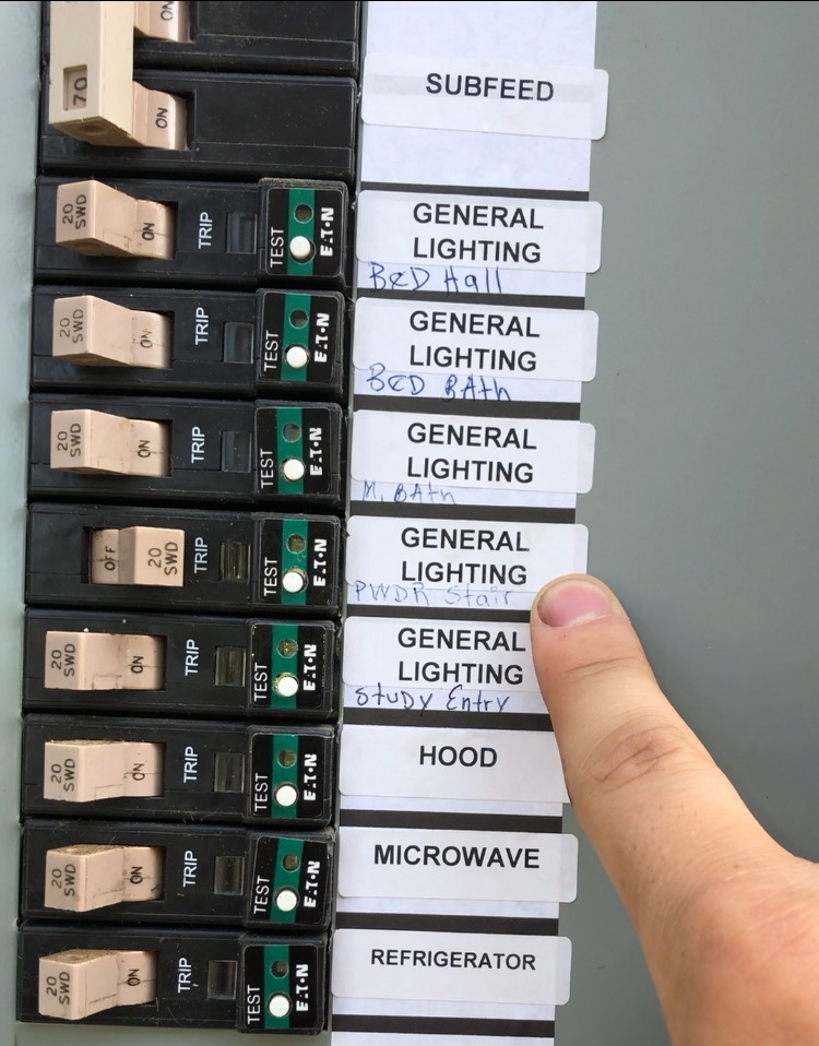 Showing the wiring panel