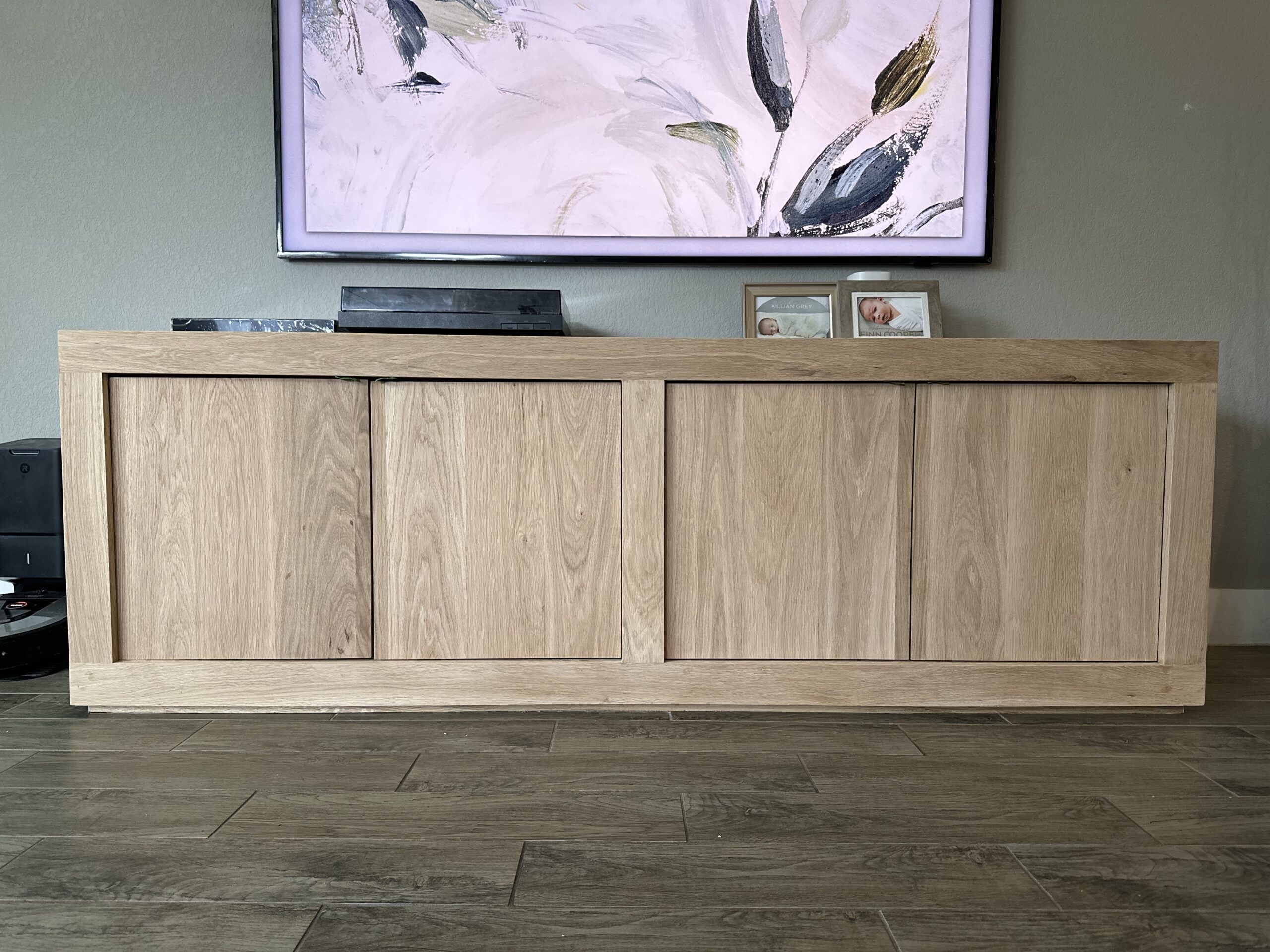 white oak media console
