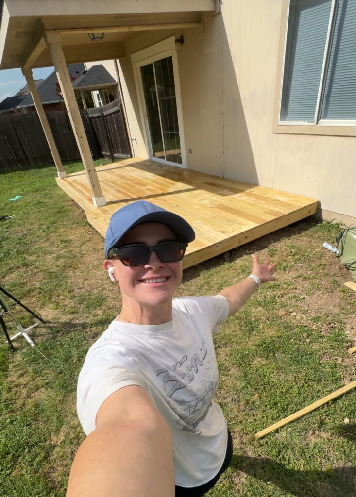 Finished floating deck built with Level Up pedestal kit